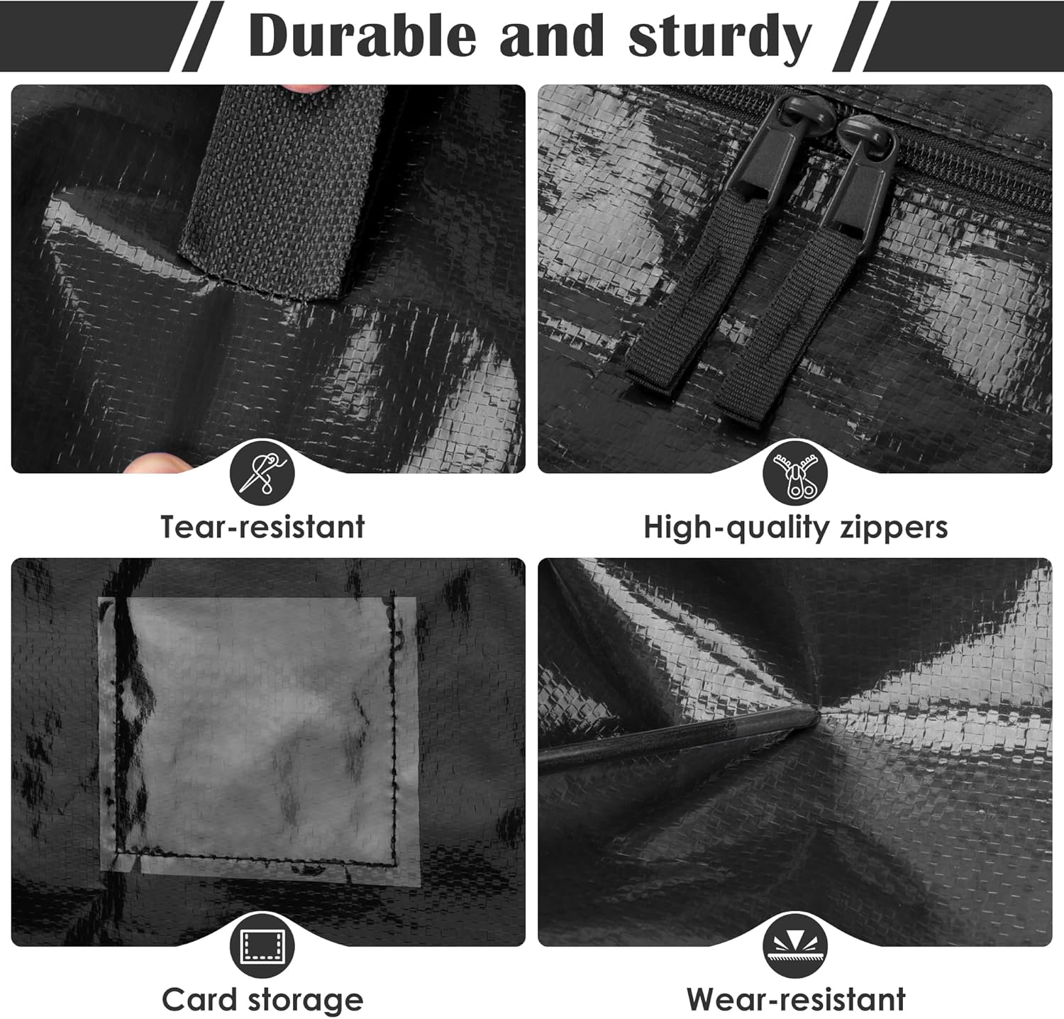 Extra Large Heavy Duty Moving Bags, 12 Pack with Reinforced Zipper & Wide Handles, Moisture-Resistant Storage Bins Packing Cubes for Clothes, College Dorm, Travel, and Home Organization, Dark Blue
