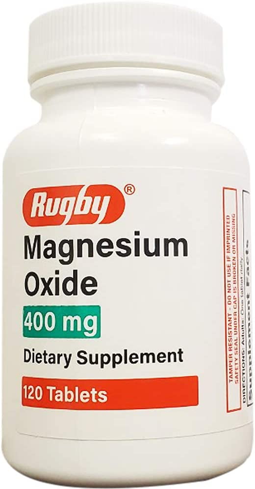[3 Pack] RUGBY MAGNESIUMOXIDE TABLETS 400 MG 120 COUNT TO THE