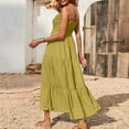 thumbnail image 5 of Dyegold Boho Dress For Women Summer Spaghetti Strap Sleeveless Smocked Tiered Flowy Summer Casual Beach Maxi Long Sun Dress, 5 of 7