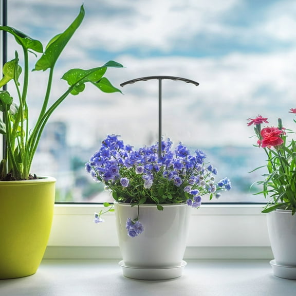 Masteelf 1 Set Plants Trellis For Indoor Plant Support Rings Stake Plastic Plants Flower Pot Support Stakes With Orchid Clips For Small Vegetables Plants