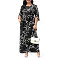 thumbnail image 2 of WUJINXIA Women's Plus Size Dresses 1X to 5X Crewneck Ruffle 3/4 Sleeve Casual Maxi Dress, 2 of 4