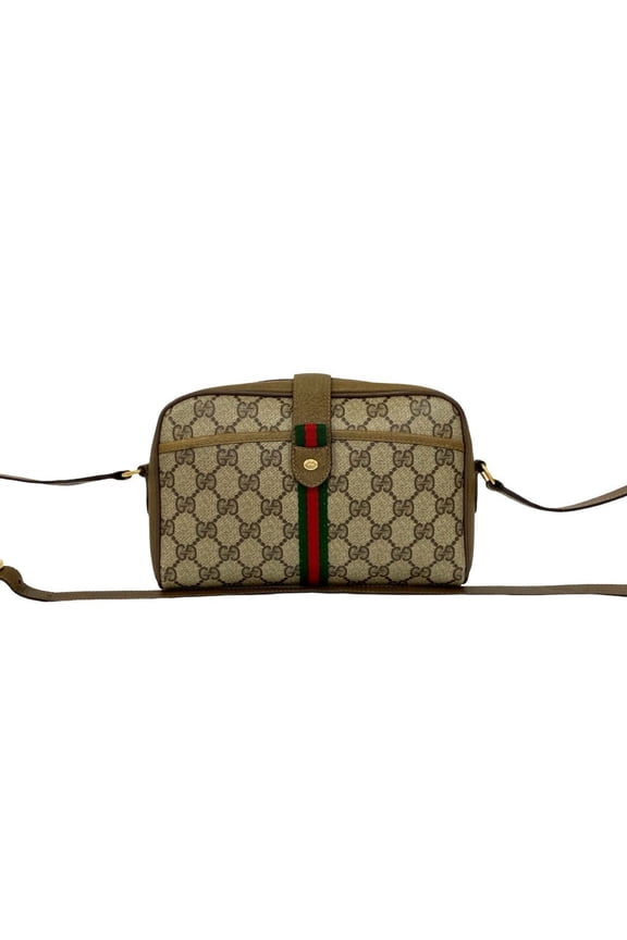 Pre-Owned GUCCI (Old Gucci) Sherry Line GG Pattern Leather Mini Shoulder Bag/Pouch, Brown, 43241