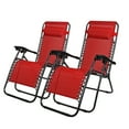 thumbnail image 2 of Geniqua 2X Zero Gravity Chairs Folding Recliner Yard Outdoor Beach Patio Lounge [Red], 2 of 8