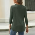 thumbnail image 3 of Hearthz 3/4 Sleeve Henley T Shirts for Women Cotton Solid color Women's Tops, Tees & Blouses Fall Button V-Neck Womens Blouses Dressy, 3 of 4