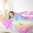 thumbnail image 4 of Manfei Kawaii Bownot Print 7 Pieces Full Size Bedding Sets,Lovely Initial S Full Size Bed in a Bag,Pink,Colorful Stars Reversible, 4 of 7