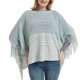 thumbnail image 4 of Capa para mujer, estilo europeo y americano, con borlas y chal, para primavera, otoño e invierno, con mangas de punto, suéter tipo pulóver, capa a rayas, chal para mujer., 4 of 9