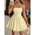 thumbnail image 5 of Strapless Homecoming Dresses for Tees Short Lace Puffy Mini Cocktail Party Gowns Corset Homecoming Dress Yellow S, 5 of 8