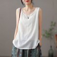 thumbnail image 1 of JUNWELL Summer Womens Sleeveless Cotton Linen Vest Loose Top, 1 of 6