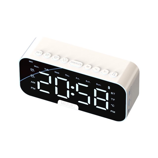 Portable Wireless Bluetooth Mirror Card Alarm Clock Speaker