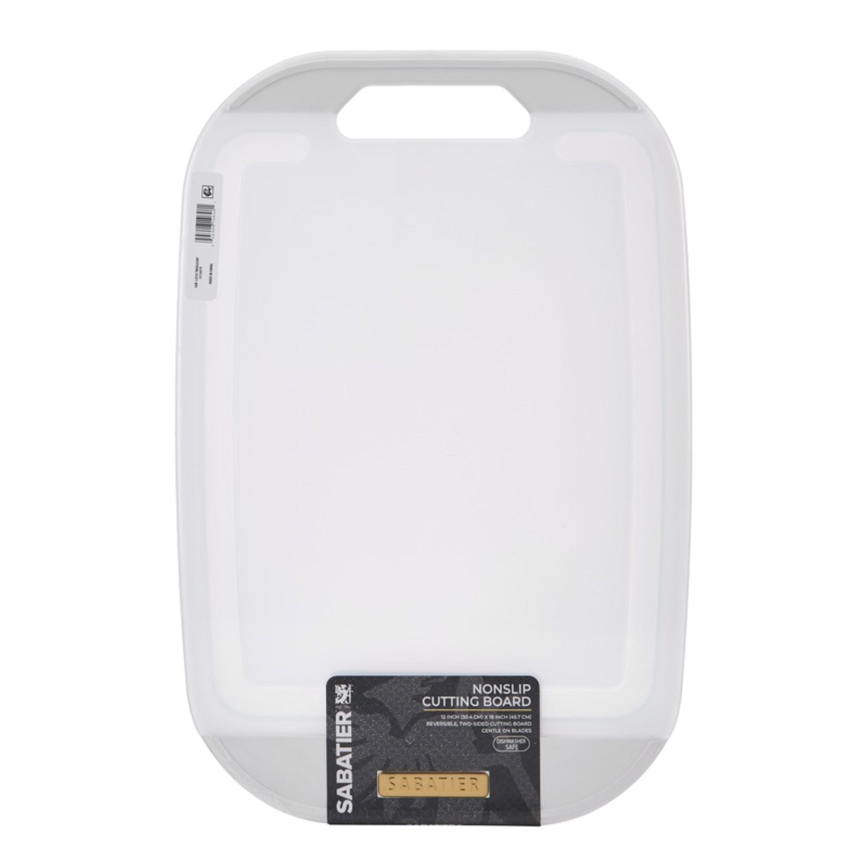 Sabatier Poly Cutting Board with Non Slip Edges, 12 inch x 18 inch, White
