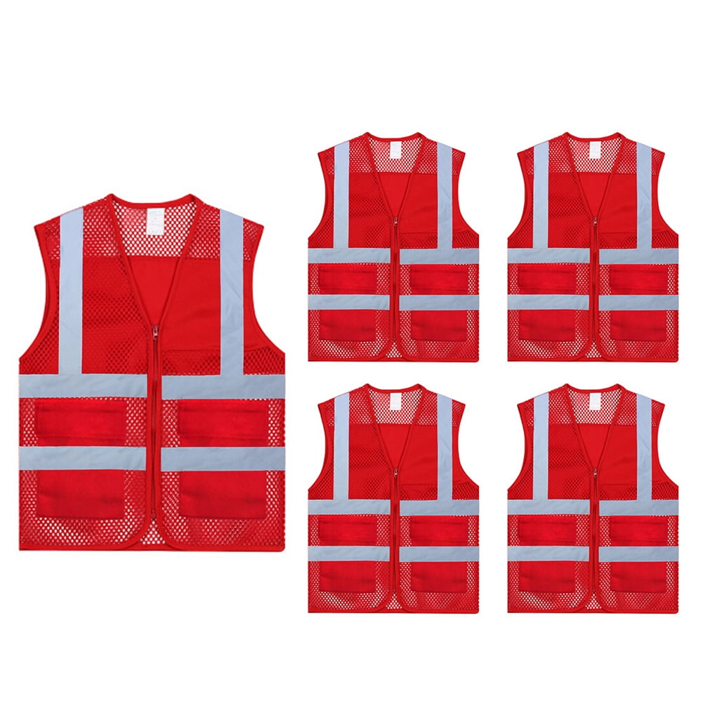 TOPTIE Pack of 5 Wholesale Unisex Volunteer Vest Safety Reflective