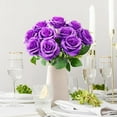 thumbnail image 5 of 10pcs Purple Rose Artificial Flower,Artificial Rose Silk Flower 50cm Fake Rose Blossom Bridal Bouquet for Home Wedding Decor (Purple), 5 of 7