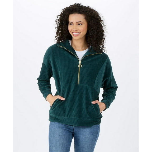 Boxercraft BW5203 Ladies Manchester Quarter-Zip-Moss-XL