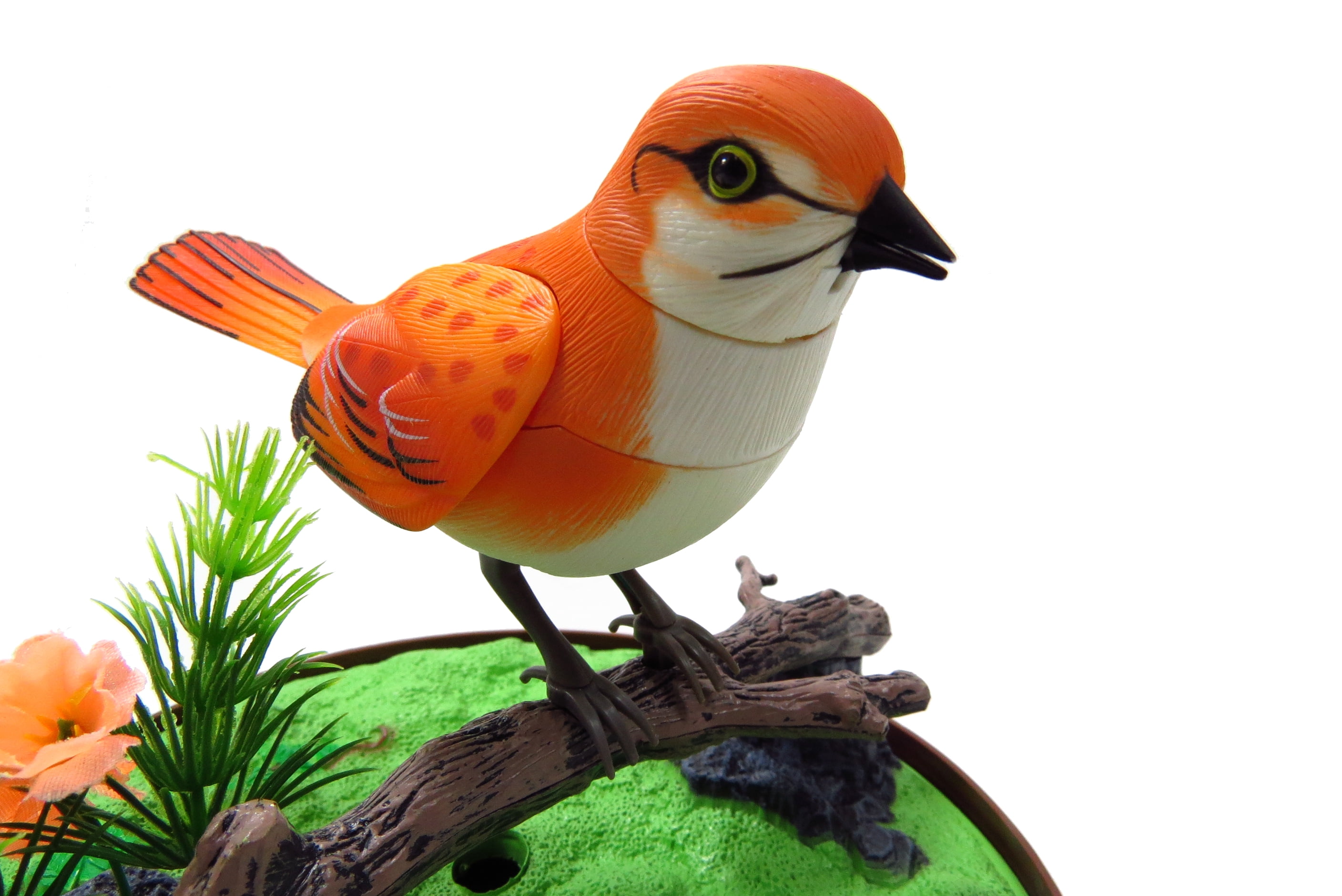PlayWorld Music Magic Singing & Chirping Bird In Cage - Realistic Sounds & Movements - Orange