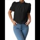 thumbnail image 2 of Camisa de Verano para Mujer, de Corta, con Volantes, Cuello Alto, Floral, , 2025, Blusas Informales, Tops Negro L, 2 of 8