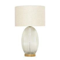 Radiant Glow Ribbed Glass & Metal Brass Table Lamp