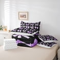thumbnail image 6 of Feelyou Bowknot Bedding Comforter Set 7pcs, Black Purple Watercolor King Bedding Sets, 6 of 8