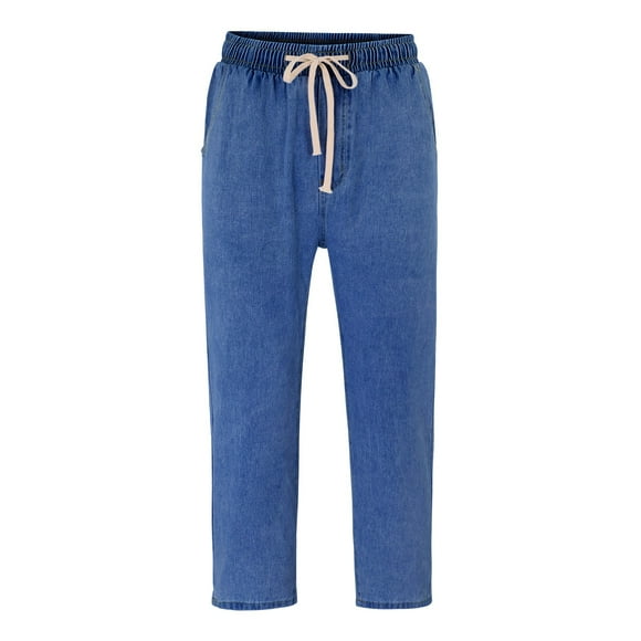 XUNHAO Mens Jeans Fashion Casual Solid Denim Straight Pants Tassel Pant Leg Zipper Fly Pocket Trousers Relaxed Fit Trousers Effortless And Trendy Look