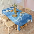 thumbnail image 3 of Blue White Tie Dye Swirl Pattern Rectangle Tablecloth 60"x120",Waterproof Polyester Rectangle Table Cloth, Wipeable Spillproof Polyester Tablecloth for Dining, Camping, Indoor and Outdoor, 3 of 6