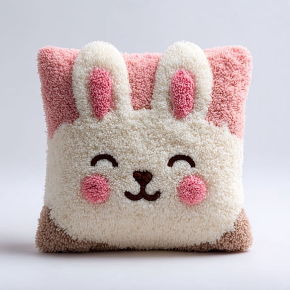 Latch Hook Pillow Kit animal rabbit Cross-stitch Embroidery Cushion Handmade Pillow Cover Cushion 17x17in