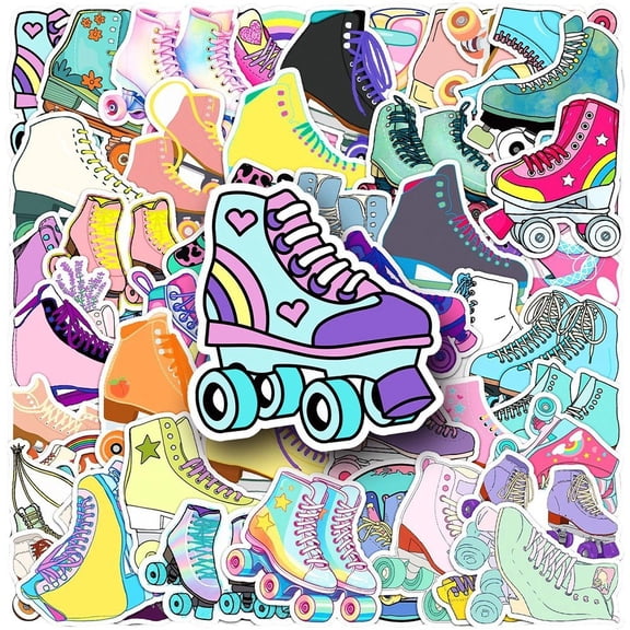 50PCS Roller Skates Stickers Funny Cartoon Sticker Sports Decals Graffiti Waterproof Stickers DIY Luggage Laptop Phone Skateboard Decoration