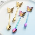 thumbnail image 6 of Flatware Stainless Steel With Titanium Colorful Plated, Multicolor Flatware Silverware Rainbow Stainless Steel Coffee Tea Moon Cake Fruit Butterfly Spoon Fork Cutlery, 6 of 8