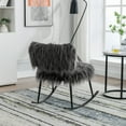 thumbnail image 3 of 25.2'' Modern Faux Fur Plush Rocker Chair, Single Leisure Rocker Chair with Black Metal Rocker, Fluffy Upholstered Glider Chair for Living Room, Bedroom, Guest Room, 3 of 7