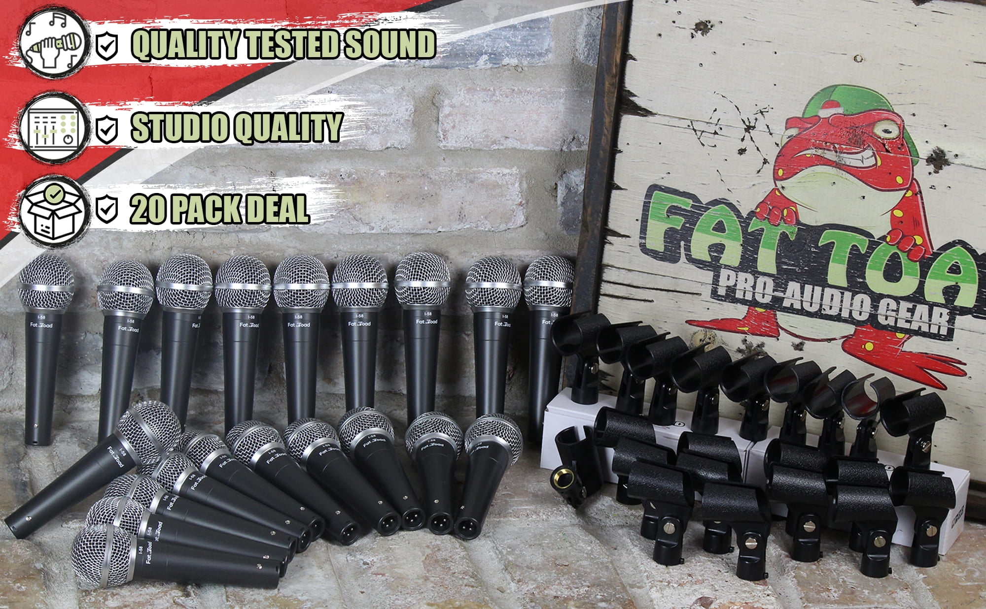 (20 PACK) Handheld Microphones Fat Toad | Studio Recording Unidirectional Mics