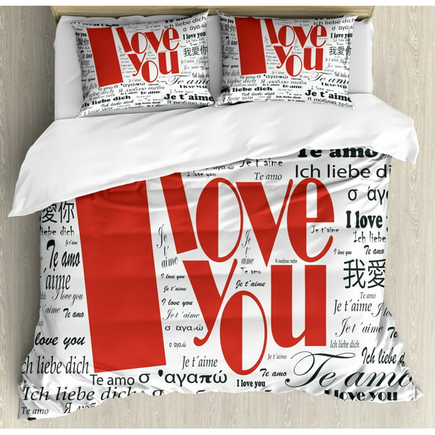 I Love You Duvet Cover Set King Size, Red And Black Duvet Covers King Size