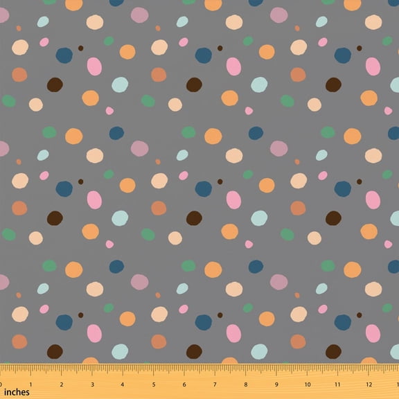 Manfei Cute Polka Dots Fabric by the Yard 1 Yard, Cartoon Home Decor Fabric by the Yard, Charcoal Gray
