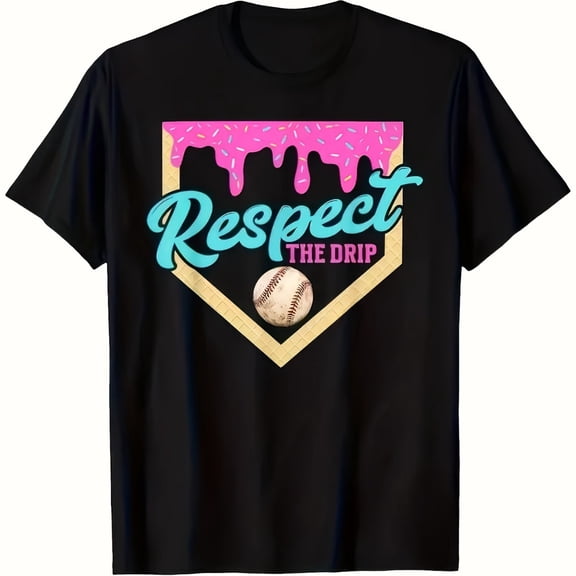 Respect Dripping Water Baseball Pattern Boys T-Shirt, T-Shirt for Kids Youth, 180gsm, 100% Cotton