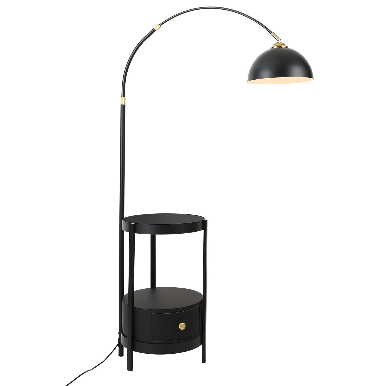 Modern Black Arched Floor Mount Lamp Iron Glass Adjustable Light for Living Room Bedroom