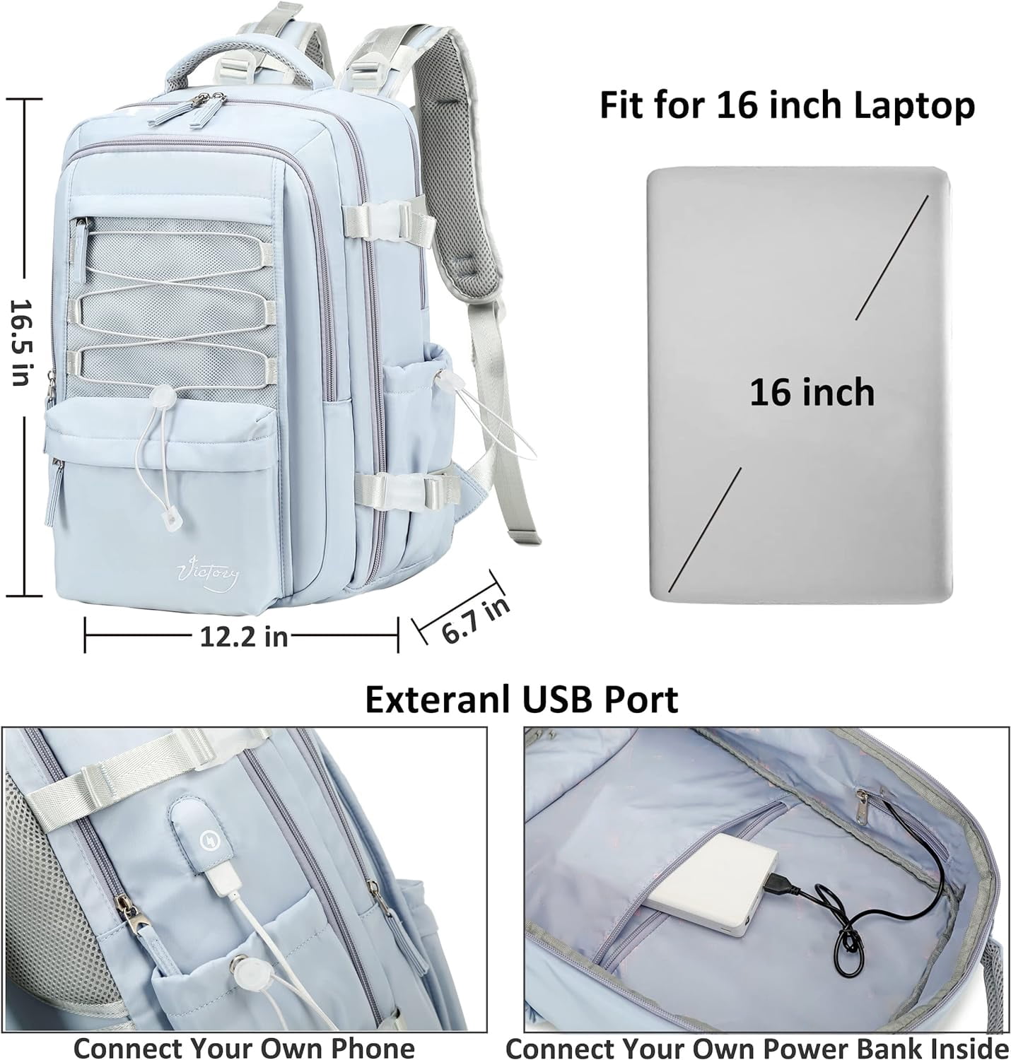 Travel Backpack for Women Men 15.6 Inch Laptop Backpacks with USB Port  Carry on Bag Airline Approved Large College School Bookbags Waterproof Work  Business Sport Rucksack Casual Daypack (Blue) - Walmart.com