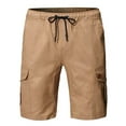 thumbnail image 3 of Men's Multi Pockets Cargo Shorts Drawstring Waist Casual Hiking Work Shorts Streetwear Khaki,XL, 3 of 5
