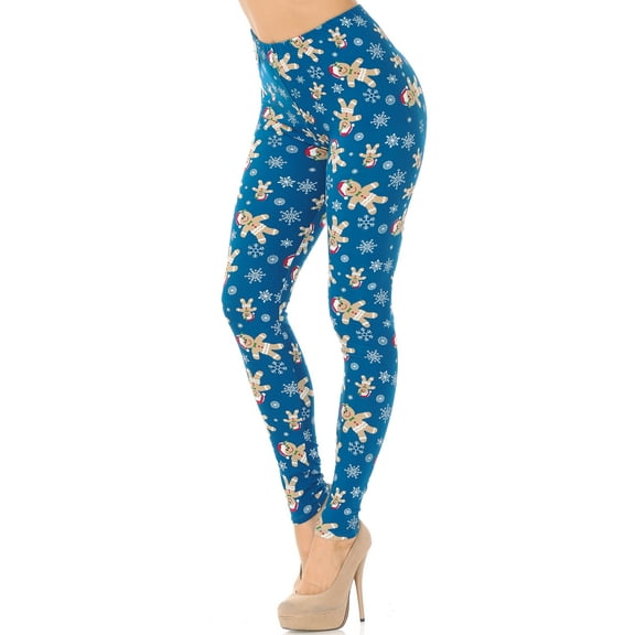 Buttery Soft Christmas Cookies and Snowflakes Plus Size Leggings (One Size Plus,Teal)