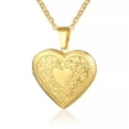 thumbnail image 3 of K-KED Gold Plated Heart Locket Pendant Necklace Photo 22" Link Chain New, 3 of 9