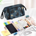 thumbnail image 5 of Nylon Fish Mouth Pencil Case with Large Capacity Zipper Pencil Pouch Black Cats and Mystical Symbols Pencil Bag Organizers, 5 of 7