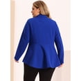 thumbnail image 4 of Blazer de talgrande pamujer con solacon muescas, dobladillo con volantes y péplum, paNavidad Azul brillante 4X, 4 of 5