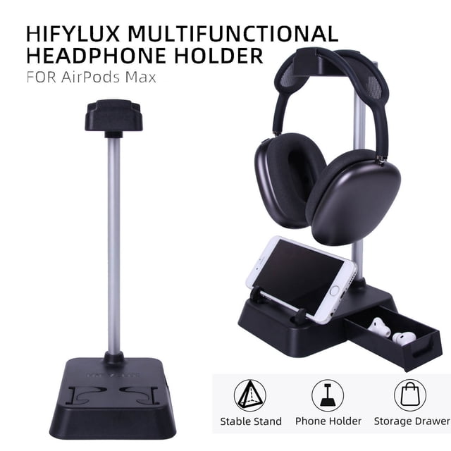 EGNMCR Solid Aluminum Desktop Headphones Hanger Base Stand for Max Headphones USB Adapter