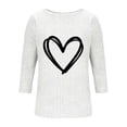 thumbnail image 4 of YUGYXL Womens 3/4 Sleeve Crew Neck T-Shirts Valentine's Day Spring Shirts Love Heart Printed Graphic Tees White M, 4 of 5