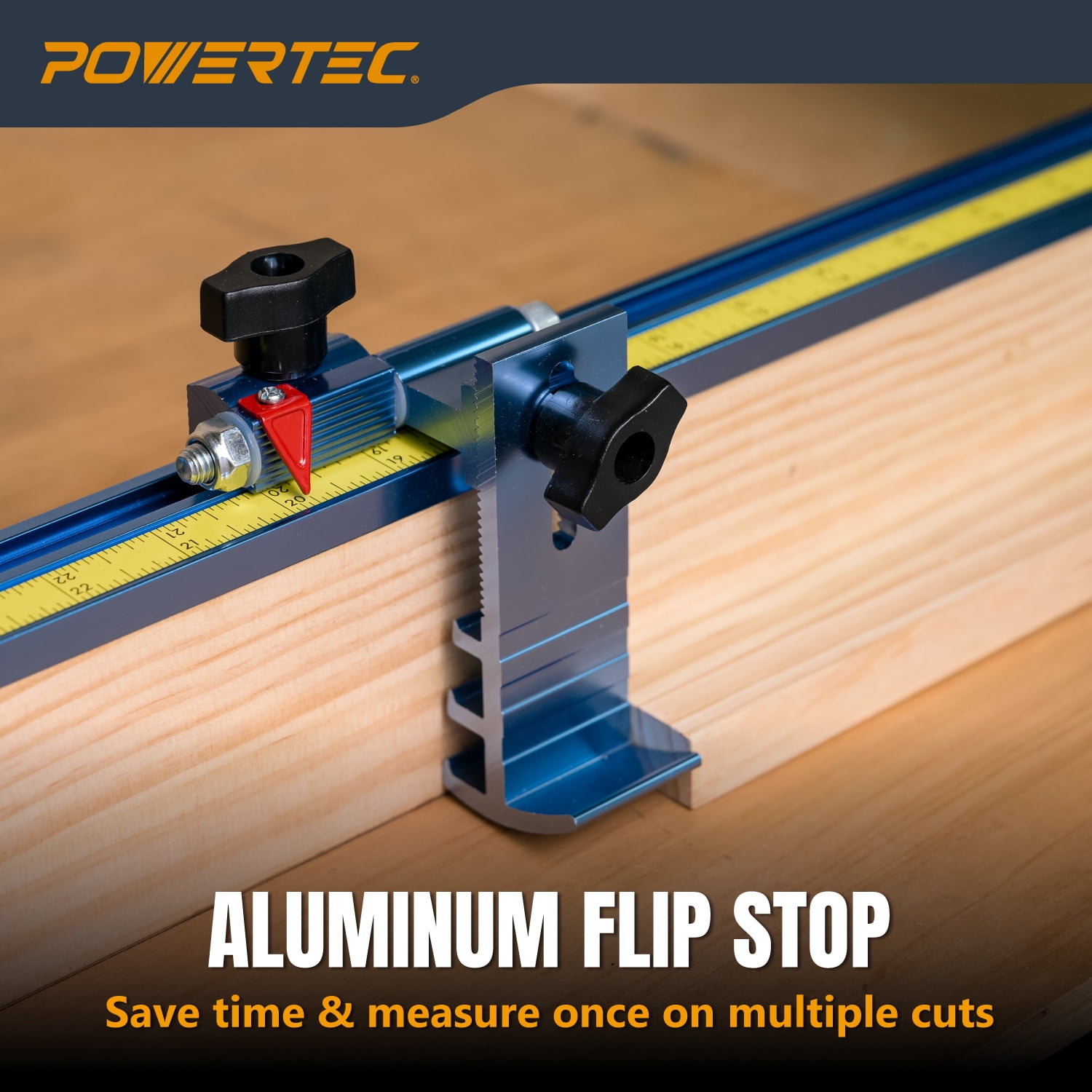 POWERTEC Miter Saw Fence for Miter Saw, Drill Press & Radial Arm Saw, Includes T Track Stop Kit, Tape Measures and T Track Fence Cap, T Track Accessories for Woodworking (71742N)