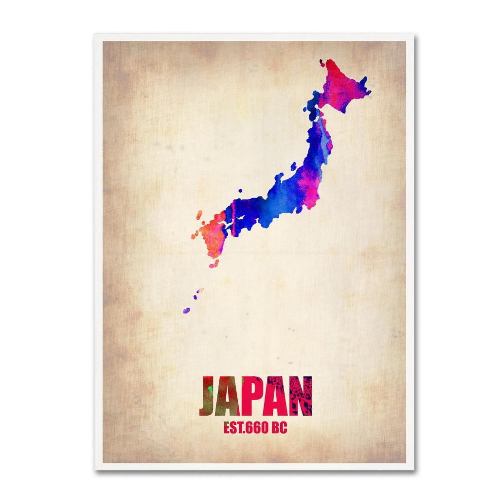 Trademark Fine Art "Japan Watercolor Map" Canvas Art by Naxart