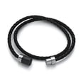 thumbnail image 3 of Stainless Steel 2- Row Leather Bracelet with Carbon Magnetic Clasp, 3 of 7