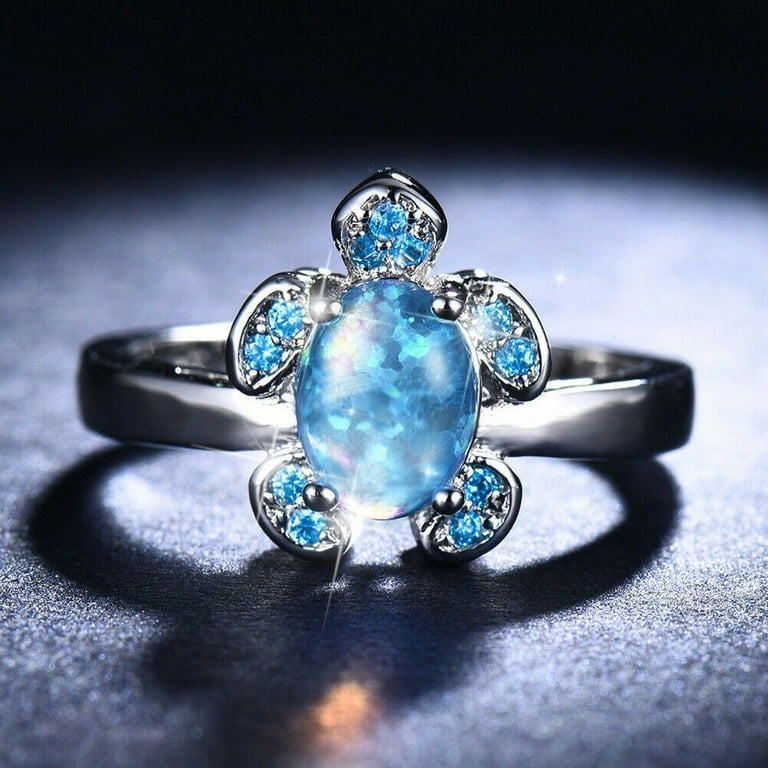 Jewelry For Women Rings Blue Sea Turtle Shape Ring Diamond Turtle  Rhinestone Ring Elegant Geometry Rhinestone Ring Full Diamond Rings For  Women Size 6