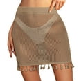 thumbnail image 2 of Joernso Women Sexy Crochet Beach Cover Up Skirt Elastic High Waist See-through Mesh Quick-Drying Fringe Bikini Skirt, 2 of 8