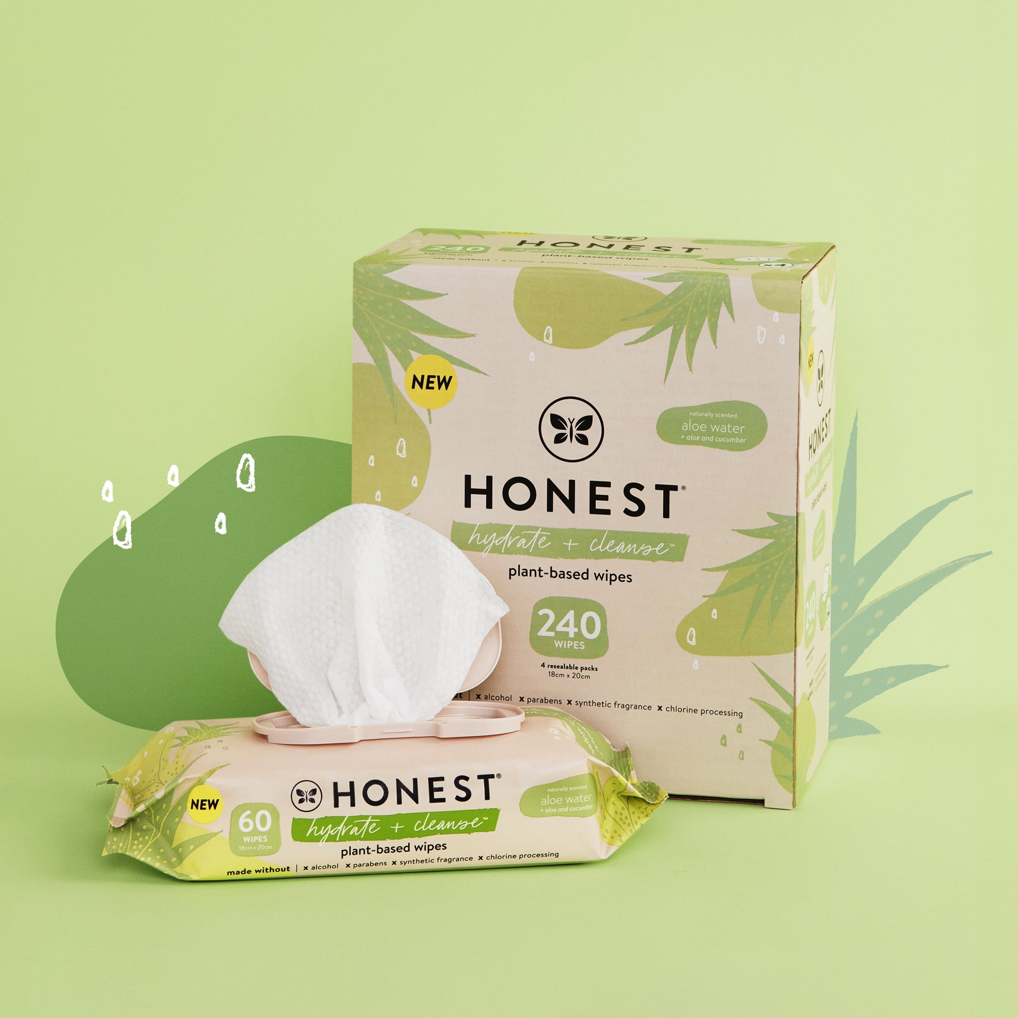 The Honest Company Hydrate and Cleanse Benefit Wipes 240 Count