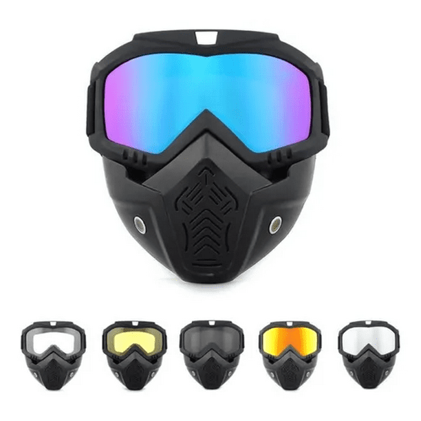 Mascara Y Goggles Motociclismo Malubero Tornasol Azul Malu2042