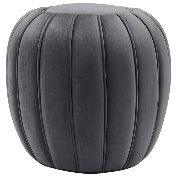 Modway Celebrate Modern Channel Tufted Performance Velvet Ottoman in Gray