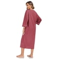 thumbnail image 2 of EA'S SECRET Women's 100% Cotton Robe Lightweight 3/4 Sleeve Zipper Robes Soft Knee Length Bathrobe Breathable Loungewear Housecoat(Purplish Red,XL）, 2 of 8