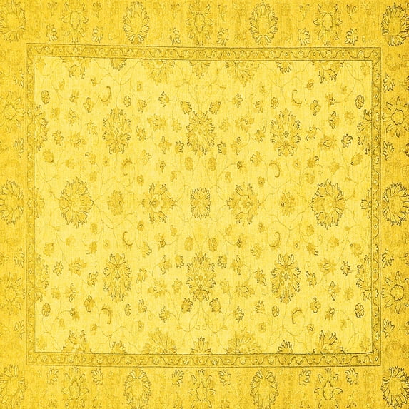 Ahgly Company Indoor Square Oriental Yellow Traditional Area Rugs, 6' Square